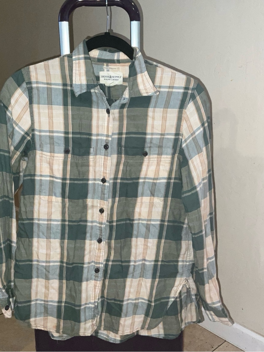 Ralph Lauren Green and Cream Plaid Button-Down Shirt